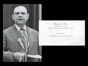 Raymond Barre (1924-2007) - Premier ministre - Carte de voeux signée + Photo - Foto 1 di 3