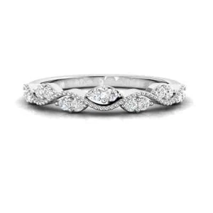 Women's Diamond Wedding Band in 14K White & Yellow Gold Anniversary Engagement - Picture 1 of 15