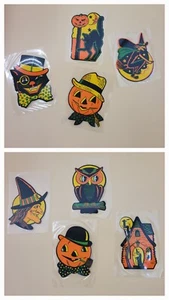 8 New Laminated Original Beistle Die Cut Cutouts Retro Vintage Style Halloween - Picture 1 of 10