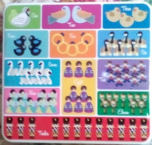S 1 x TIN 12 MOTTIFS COUNT 1 TO 12 COUNT TO 12 23X22X5CM CHILDRENS STORAGE TIN - Picture 1 of 4