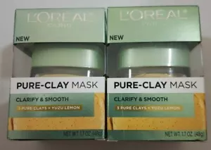 L'Oreal Paris Skincare Pure Clay Mask Clarify and Smooth 1.7 fl. oz.~~Lot of 2~~ - Picture 1 of 8