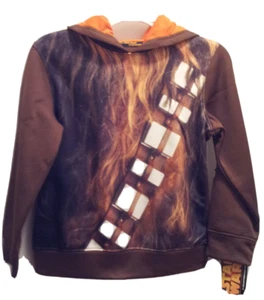 Star Wars Chewbacca Sweatshirt Child's Size M(5/6) Rebel Graphic Hood Brown NEW - Picture 1 of 11