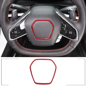 Borde del marco del volante de fibra de carbono rojo para Corvette C8 2020-23 - Imagen 1 de 21
