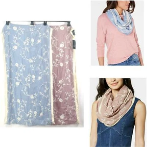 INC International Concepts Embroidered Spring Loop Scarf Blue or Pink OS New - Picture 1 of 5