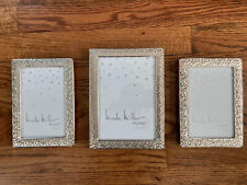 Set of 3 Nicole Miller Picture Frames 4x6 & 5x7 Silver Metal Dots