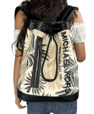 Michael Kors Cooper Large Jacquard Palm Mariner Backpack MK Black Multi - Image 1 of 4