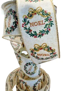5 yardas Oro Brillo NOEL Corona Fiesta Cinta 2.5 Cable Navidad Imitación Lino - Imagen 1 de 2