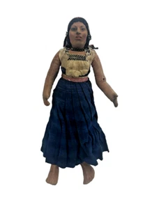 Vintage Mexican Folk Art Doll Traditional Costume 15" Handmade Primitive Rare - Picture 1 of 14