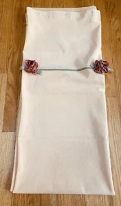 Vintage Victorian Romantic Shower Curtain Peach With Ribbon Roses Green Trim - Picture 1 of 8