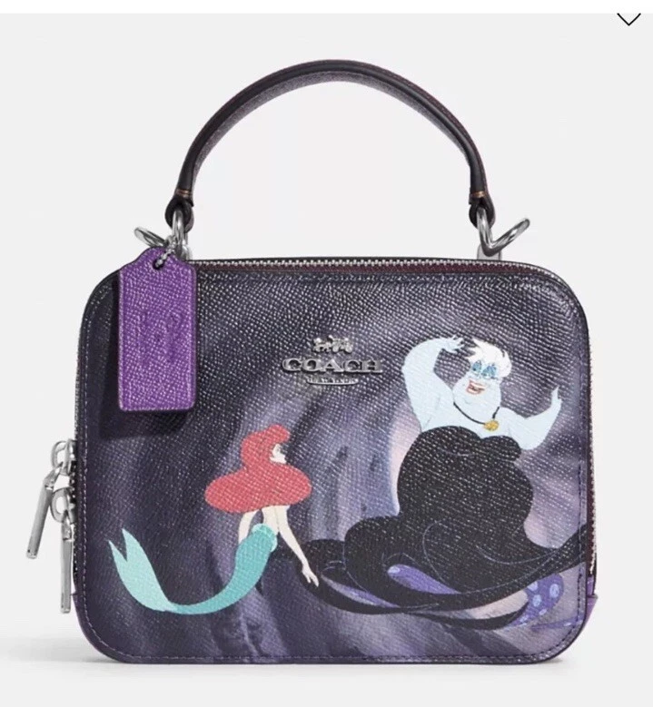 COACH Box Crossbody CC375 Purple Crossgrain Leather