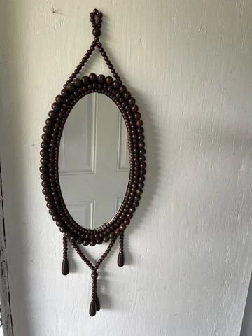 Vintage 13" wall hanging oval mirror Cover