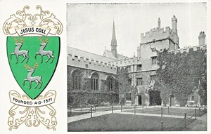 OXFORD UNIVERSITY ENGLAND-JESUS COLLEGE-EMBOSSED HERALDRY POSTCARD - Picture 1 of 1