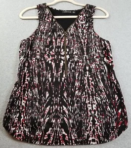 TROUVE Canotta Donna Piccola Astratta Senza Maniche 1/2 Cerniera Scollo V Elasticizzata Estate - Foto 1 di 10