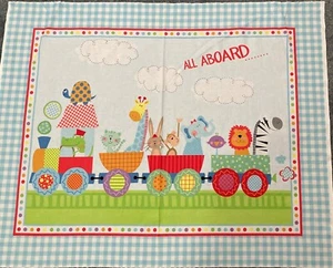 Zoo Train Fabric Panel for Quilting - Picture 1 of 3