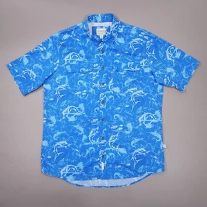 Cabelas Docksider Swordfish Vented Short Sleeve Shirt Mens XL Blue Cotton EUC - Picture 1 of 8