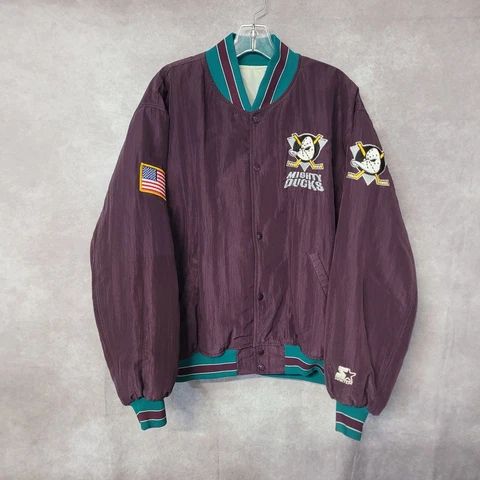 Rare Vintage 90s Starter NHL Mighty Ducks Bomber Hockey Jacket Mens XL Disney Cover