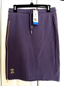 NWT~Adidas Midi Tech Lech Purple Side Gold Tone Zipper~LOGO~Stretch~Skirt Size M - Picture 1 of 9