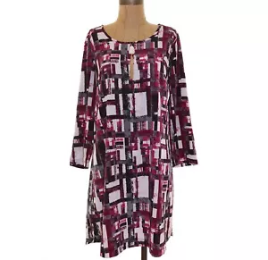 Vestido Gibson Nordstrom Shift Talla M Manga 3/4 Geo Estampado Púrpura Multi Usado en Excelente Condición B74 - Imagen 1 de 3