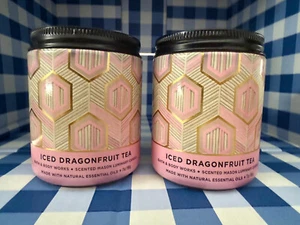 2X Bath & Body Works EIS-DRACHENFRUCHTEE 7 Unzen Glas Einzeldocht Kerze NEU - Bild 1 von 5