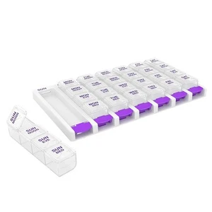 Weekly (7-Day) Pill Case, Medicine Planner, Vitamin Organizer Box, 4 Times a ... - Picture 1 of 8