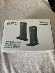 PLUGABLE USB 3.0 & USB-C DUAL DISPLAYPORT OR HDMI DISPLAY DOCKING STATION 4K - Bild 1 von 8