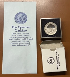 Spencer Repeating Carbine NRA International Mint Silver 20g Coin Box Papers - Picture 1 of 4