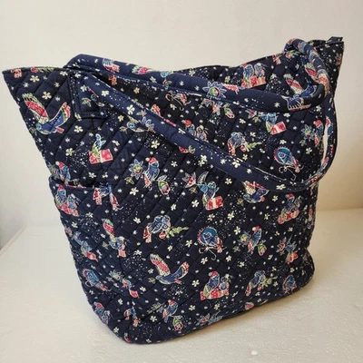 Vera Bradley яркий сумка с короткими ручками праздник совы выстеганная наплечная сумка причудливый Рождество - Изображение 1 из 4