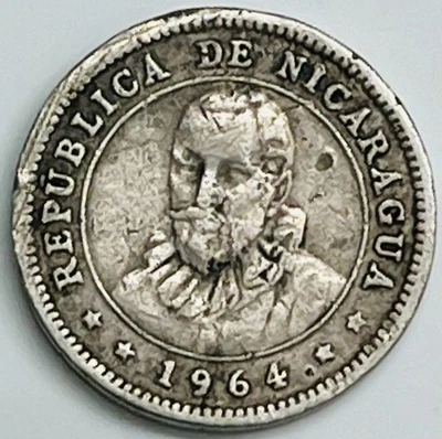1964 Nicaragua 5 Centavos KM# 24.2 Circulated Condition - Image 1 of 3