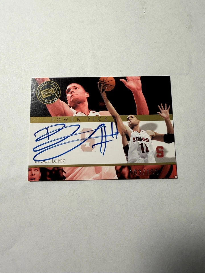 Press Pass Brook Lopez 2008 tinta azul selección eléctrica novato automático #d 163/199 Stanford Foto 1 de 2