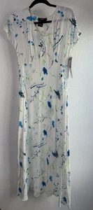 St Tropez West Dress Blue Floral Vintage Maxi Cottonage Core Size 6 - Picture 1 of 13
