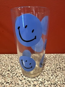 Vintage Smiley/Happy Face Glass Blue SH3 - Picture 1 of 5
