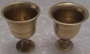 Pair Of Antique Solid Brass Bronze Mortar Miniature Apothecary 19th Century Rare - Picture 1 of 14