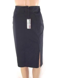 Cherimax Gonna Da Donna Nero Taglia 40 Al Ginocchio Dritta Cotone Made In Italy - Picture 1 of 8