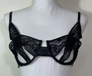 For Love & Lemons zarter schwarzer Peek-a-Boo-BH mit Spitze für Damen Gr. XL A22-48 - Bild 1 von 5