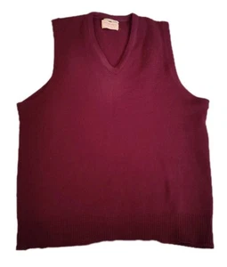 Vtg 1960's Desmond's 100% Pure Chinese Cashmere V Neck Golf Sweater Burgundy M - Picture 1 of 13