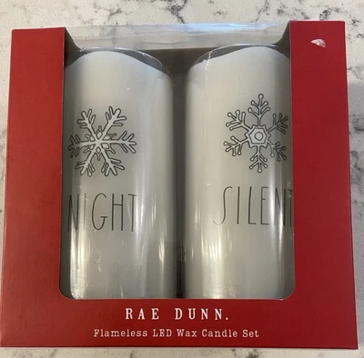 Rae Dunn 2 упаковки беспламенный светодиодный воск 6 дюймов свечи комплект тихий ночной праздник новый - Изображение 1 из 2