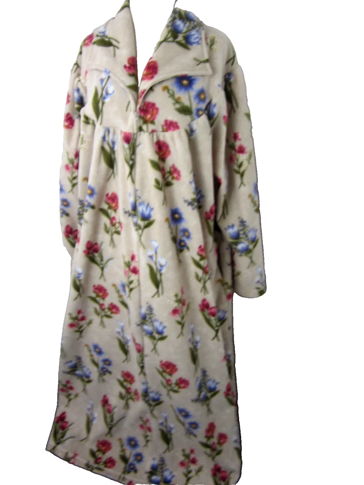 Bata Carole Vintage Años 70 Para Mujer Plus 1X Abrigo Floral Polar Cremallera EE. UU. Foto 1 de 4