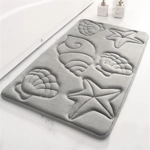 Ultra Absorbent Memory Foam Bath Rugs Cute Ocean Shell Starfish Bathroom Rugs... - Picture 1 of 6