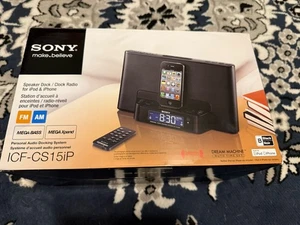 Sony Black iPhone Clock Radio Speaker Dock Dream Machine ICF-CS15iP - Picture 1 of 2