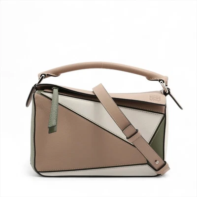 Loewe Puzzle Bag Small Leather 2 Way Handbag Beige x green - Image 1 of 4
