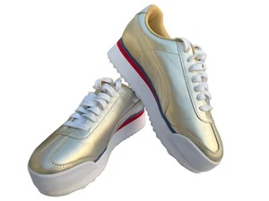 Womens Size 8.5 Puma Roma Amor Mixmetal Platform Gold Sneakers 372246-01 Casual - Picture 1 of 9