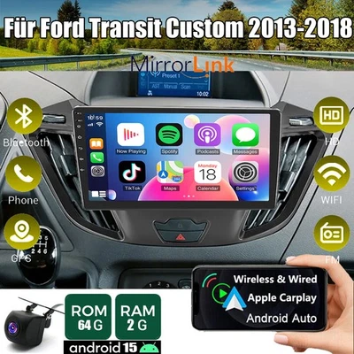 Autoradio Apple CarPlay Android 15 GPS Navi Für Ford Transit Custom 2013-2018 - Bild 1 von 4