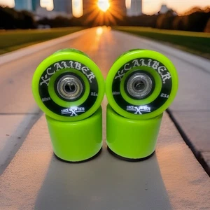 Skateboard Wheels & Abec-7 Bearings Bright Green 60mm 85A X-Caliber Set - Picture 1 of 3