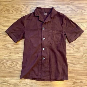 Vintage 50s 60s Overdyed Military Style Cotton Safari Button Up Shirt Brown S - Picture 1 of 2