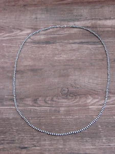 Native American Sterling Silver 3mm Navajo Pearl 24" Necklace - Mariano - Picture 1 of 7