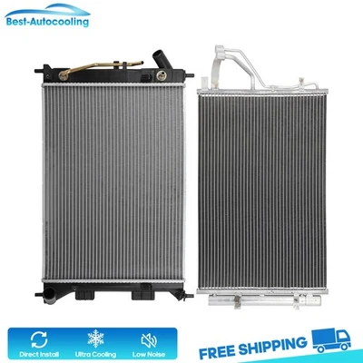 Aluminum Radiator And AC Condenser For 2013 Hyundai Elantra Coupe 2014 Kia Forte Foto 1 de 4