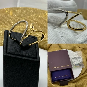 Monica Vinader Riva Diamant offener Wickelring 18k Gold Vermeil & Diamant UVP 199£ - Bild 1 von 19