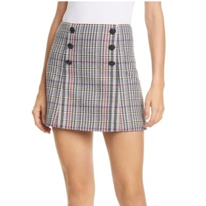 Veronica zweireihiger karierter Minirock mit Bart schwarz weiß rot hellbraun Größe 2 - Bild 1 von 7