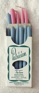 11 Vintage Patrizier 5 in handgetauchte kleine Spitzkerzen 7 hellblau 4 rosa Posten - Bild 1 von 9