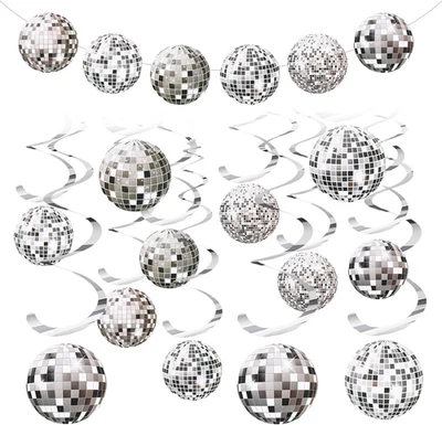 36 Palline Da Discoteca, Stelle Filanti, Ghirlande Decorative Da Discoteca, Spir - Immagine 1 di 4